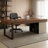 Nut-brown Rectangular Manufactured Wood desk-1235820012-1235820013