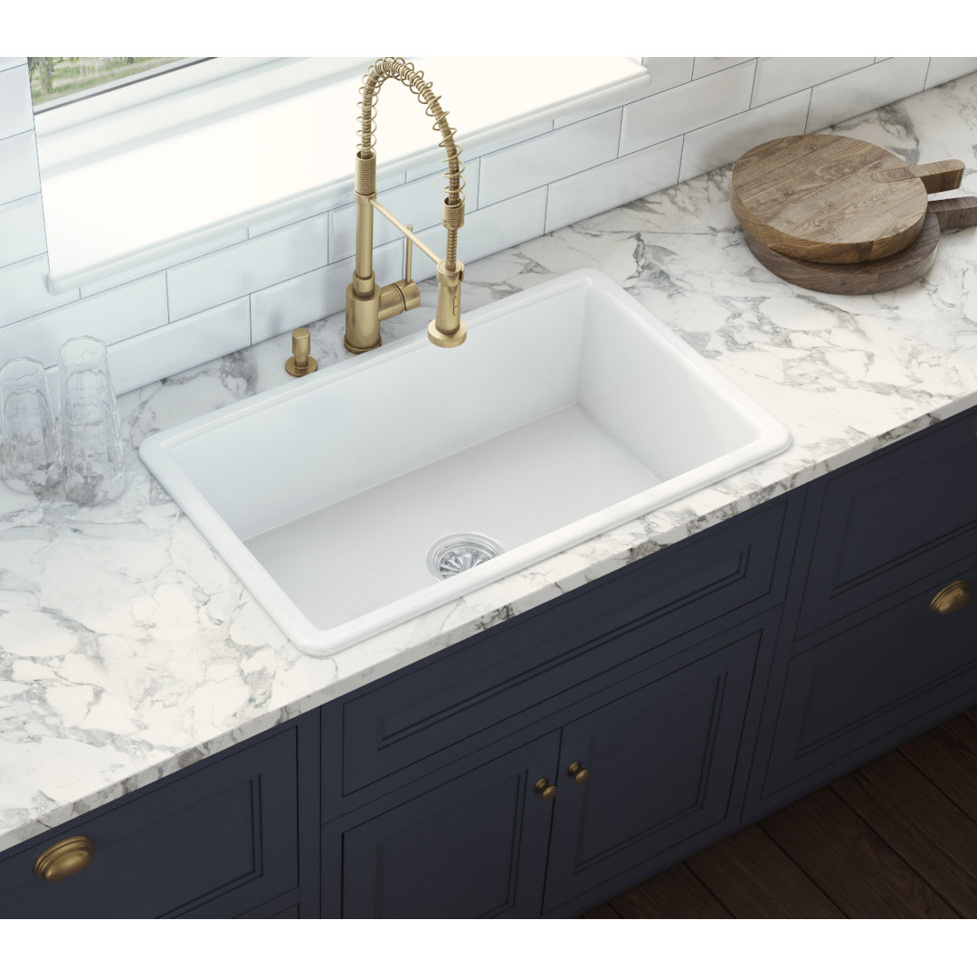 Ruvati 30-inch Fireclay Undermount / Drop-in Topmount Kitchen Sink Single Bowl - White Ruvati