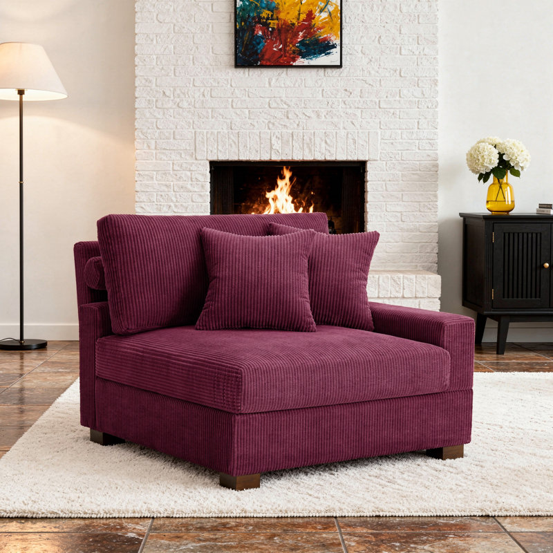 Chaise avec accoudoirs en velours côtelé Milbrey, Violet, Velours côtelé