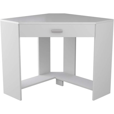 Bureau d'angle compact blanc - ordinateur moderne et table d'écriture pour bureau à domicile