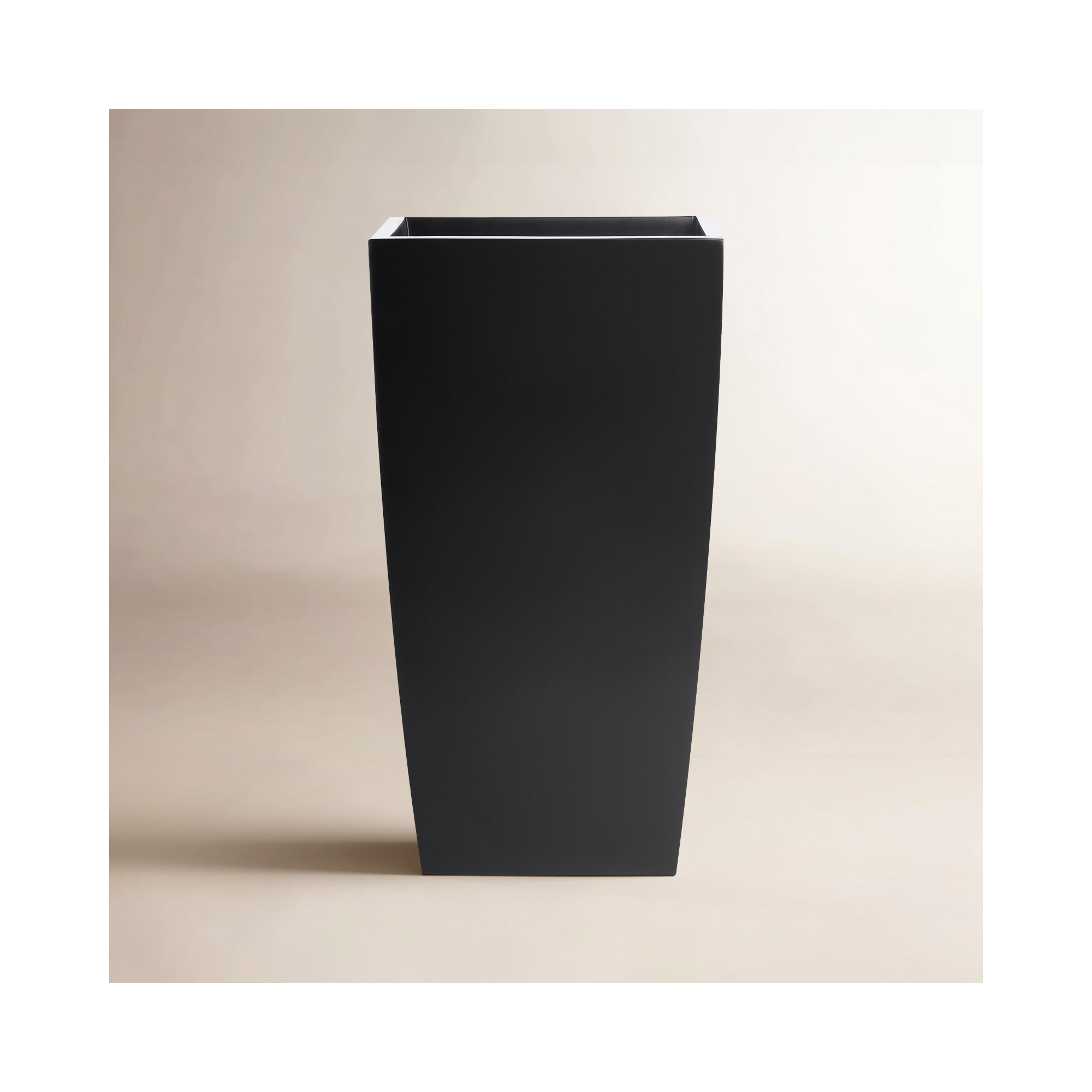 Hornell Tall Tapered Square Curved Planter, 37" H x 20" W x 20" D, Black