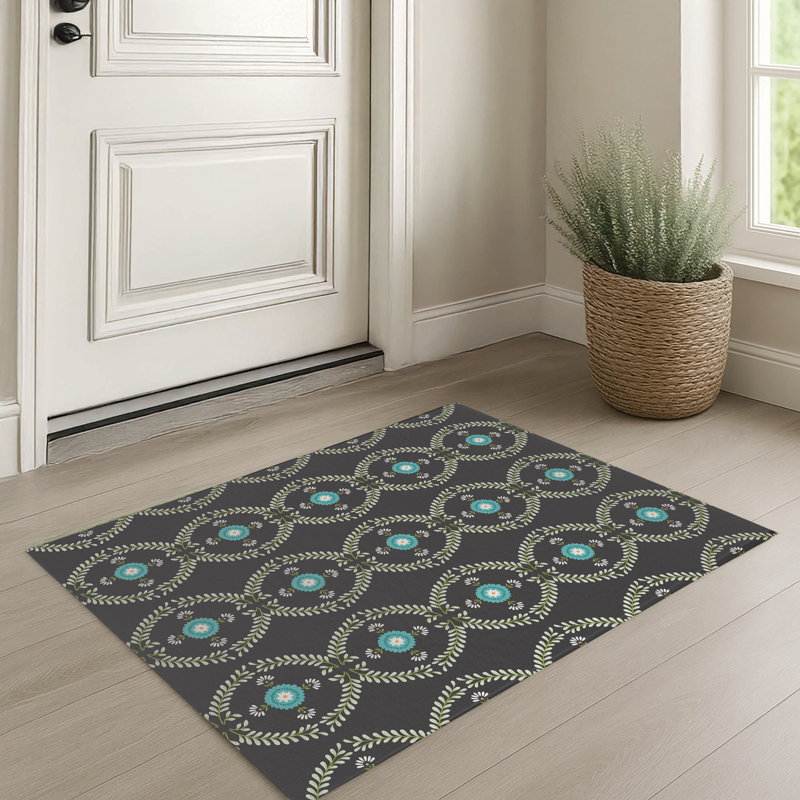 Tapis d'entrée à profil bas avec envers antidérapant Bree, Gris anthracite, L 72 po x L 48 po
