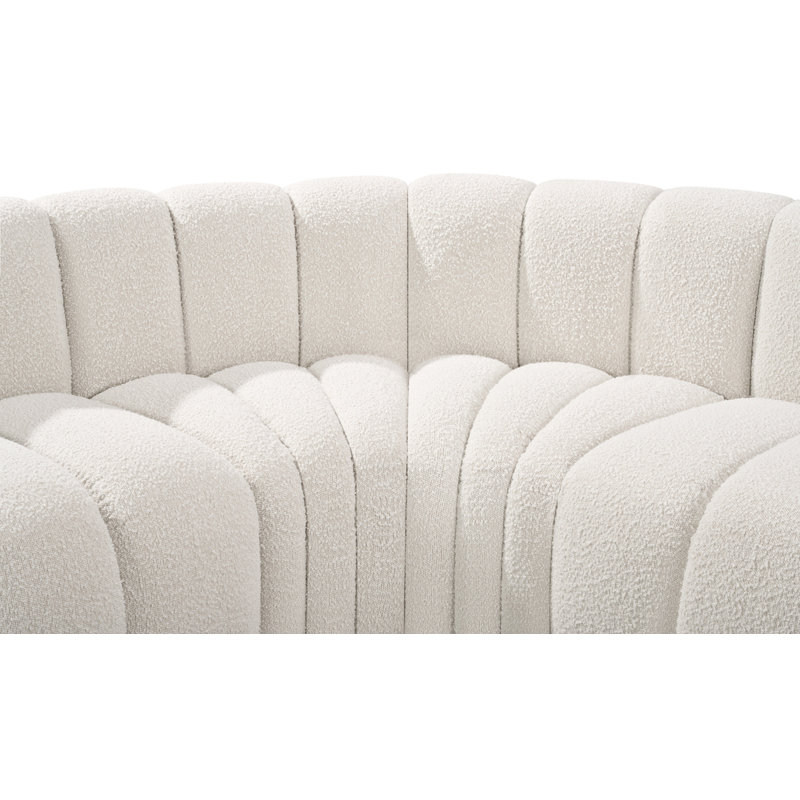 Hollybeth Upholstered Sofa & Chaise, Cream Boucle Fabric
