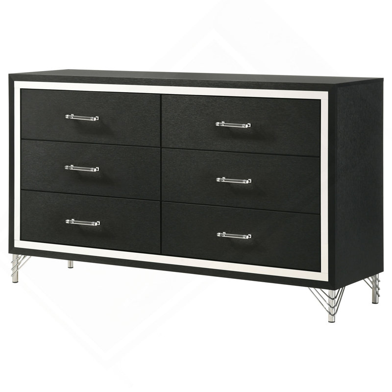 Commode 6 tiroirs, Noir