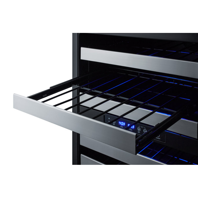 Black Stainless Steel Dual Zone Built-In Wine Refrigerator