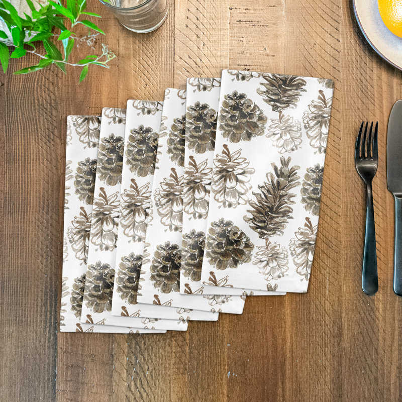 Arkhurst Cotton Twill Floral Square Napkin, White
