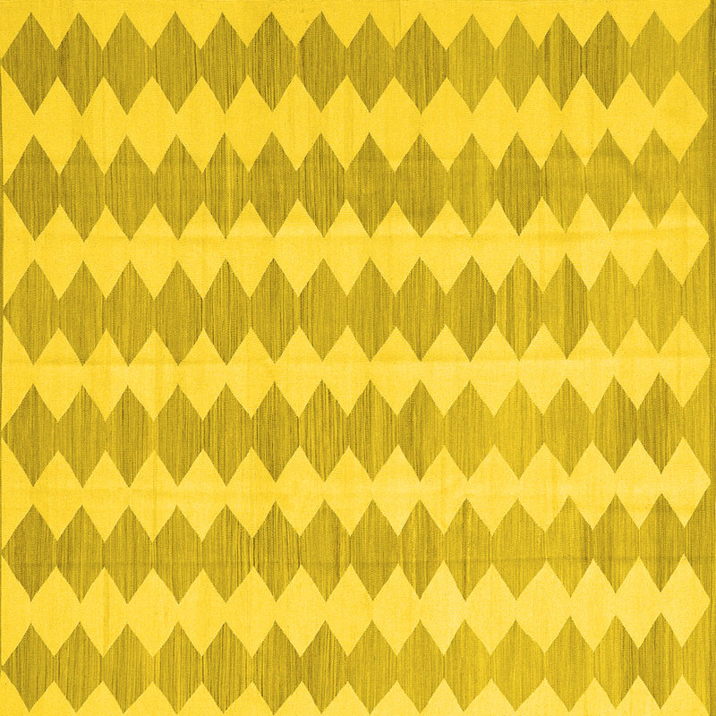 Tapis contemporains jaunes lavables à la machine 2784, Carré 7 pi
