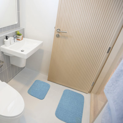 Ensemble de 2 tapis de bain en nylon avec envers antidérapant Felia