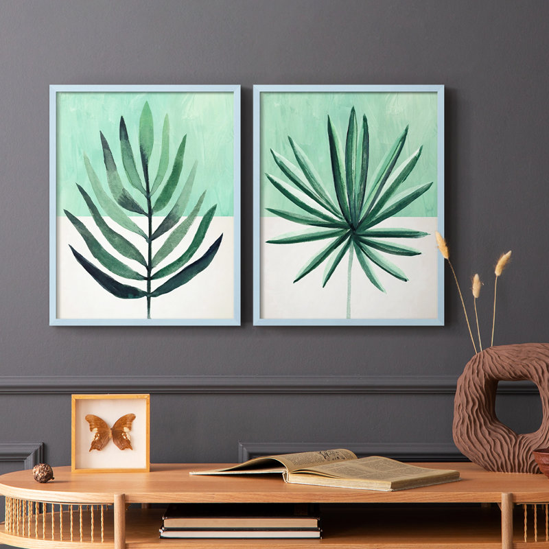 Verging Palm III - reproduction encadrée de qualité supérieure - prête à être accrochée - aucun clou requis - aucun clou requis