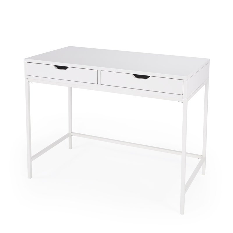 Bureau en bois massif Aerne, Blanc