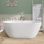 Baignoire autoportante en acrylique autoportante avec drain central 67 po x 30 po