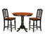 Ensemble de table de salle à manger 3 pièces à hauteur de comptoir comprenant une table ronde en bois et 2 chaises de cuisine, noir et cerisier-1470158904-1562003993-1562003995