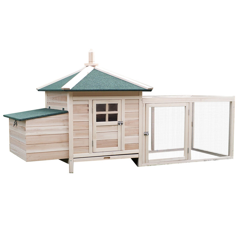 Poulailler d'extérieur de 77 po avec nichoir - poulailler en bois pour la cour. Protection contre les intempéries, accès facile, rampe, bonne ventilation du jardin., Propre, ventilé