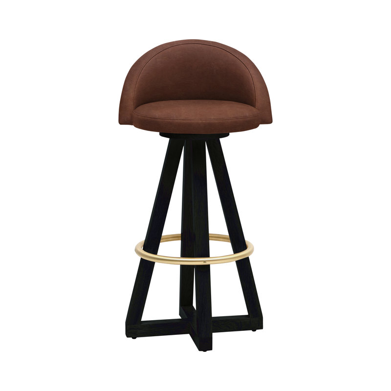 X3 Swivel 38" Bar Stool, Black Brass Oak, Tobacco