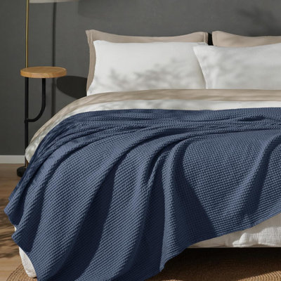 Couverture pour lit PHF 100% coton tissé gaufré, jeté léger et respirant à l'épreuve des accrocs pour le canapé, idéal pour la superposition par temps froid, lavable à la machine, cadeau de décoration intérieure