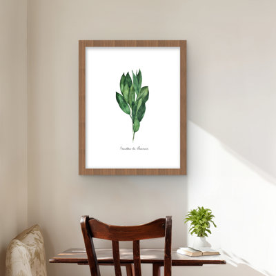 Reproduction encadrée de feuilles de laurier - vert encadré