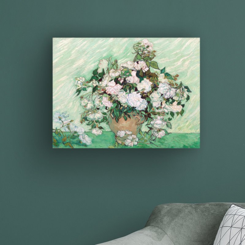 «Roses 1890» par Vincent Van Gogh, impression sur toile tendue, H 14 po x l 19 po x p 2 po