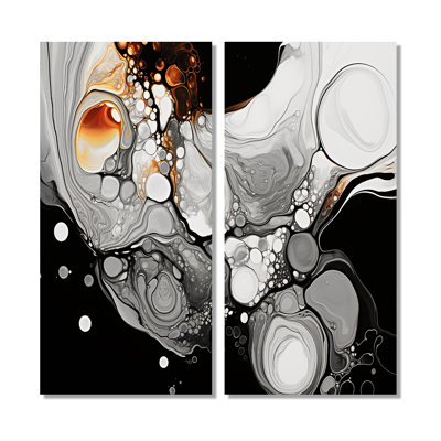 Encre liquide grise et noire Fusion II - grand dessin au trait abstrait