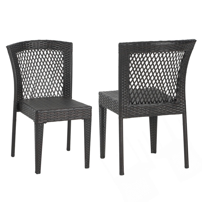 Stackable Outdoor Dining Chairs Set Of 2 With UV-Resistant PE Rattan And Heavy-Duty Steel Frame For Patio, Garden, Or Balcony Use.