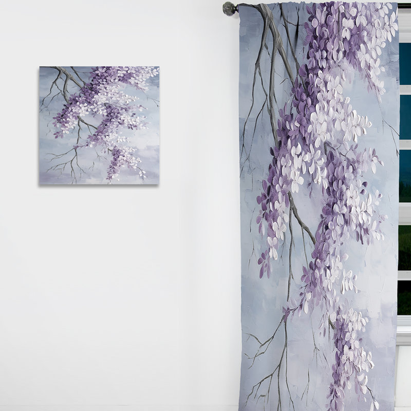 Magnifique lilas Dreamscape IV - rideau en velours traditionnel - obscurcissant - 1 panneau, L 52 po x L 90 po