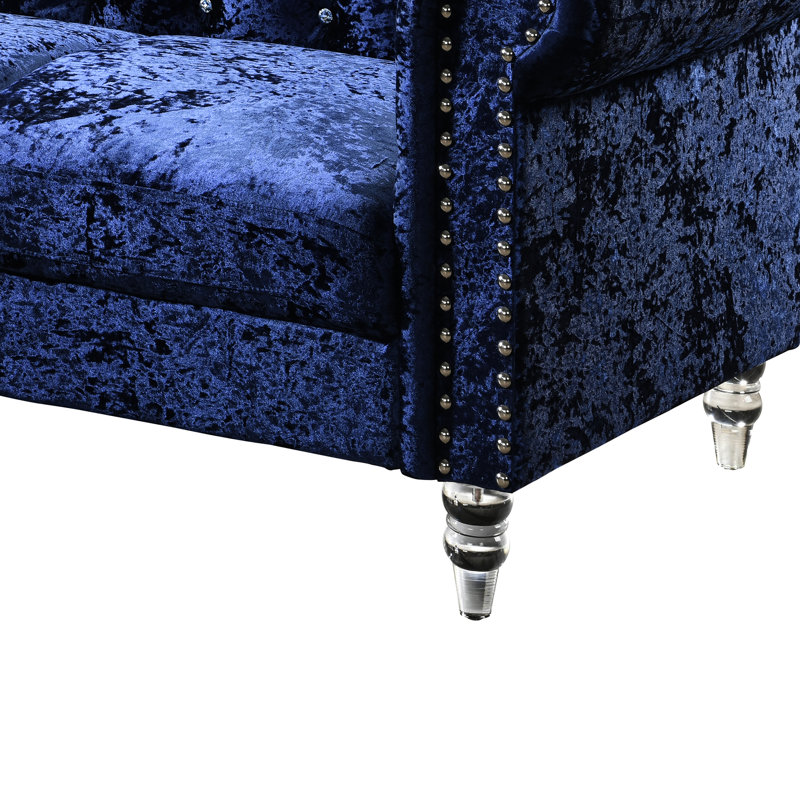 Fauteuil transitionnel en velours bleu, pour siège principal, siège rembourré de mousse et de fibres