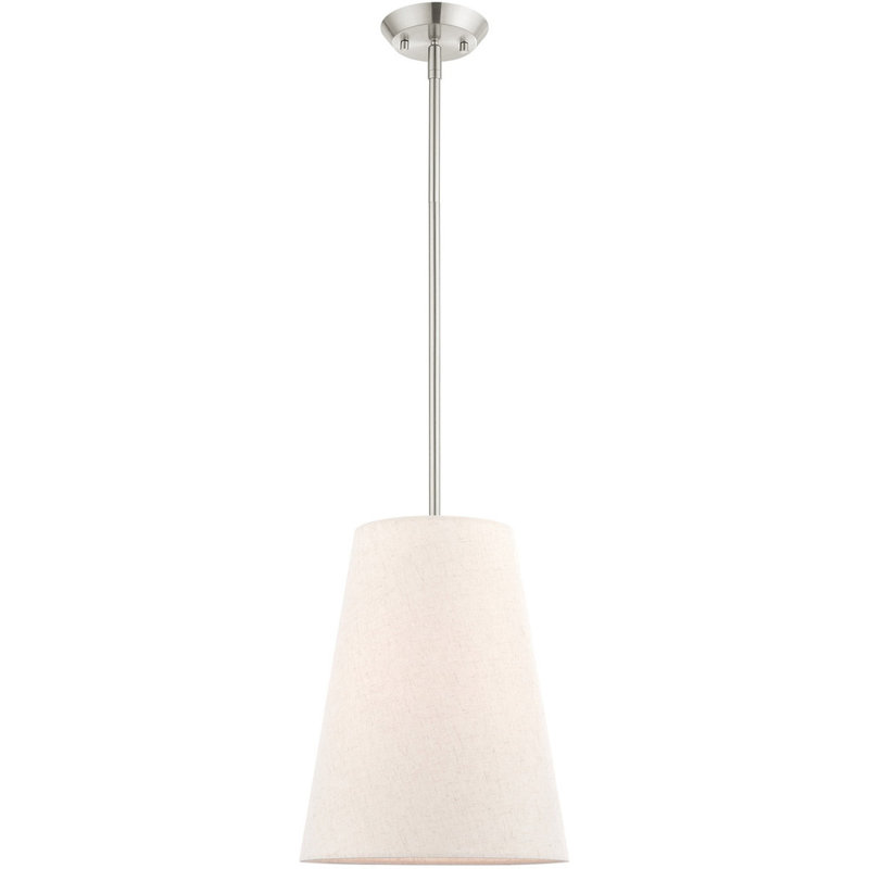 Luminaire suspendu conique à 1 lumière Mahe, Nickel brossé, H 8 po x l 6,5 po x P 6,5 po
