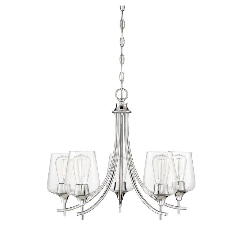 Lustre 5 lumières Breena, Clair, Chrome poli