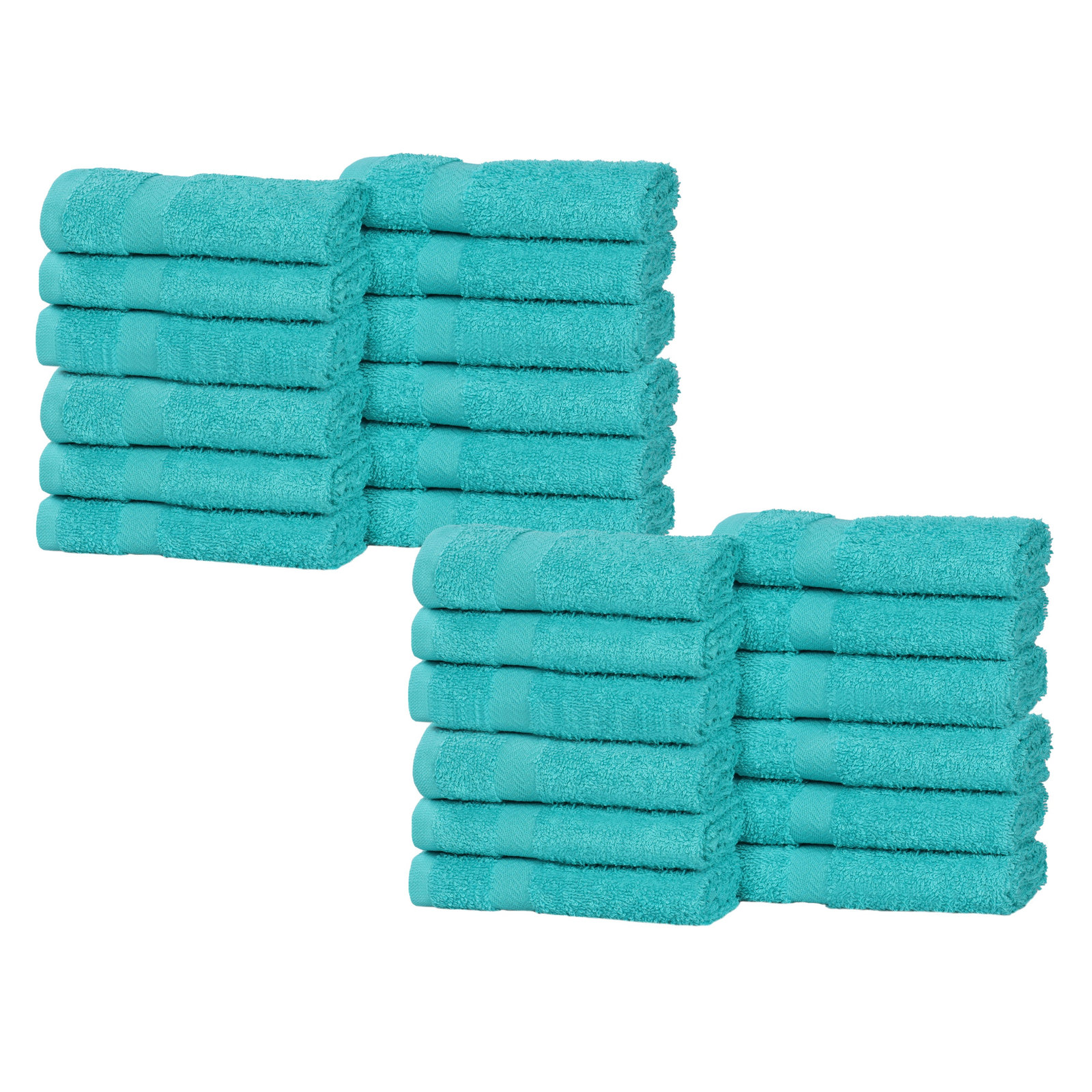 Quick-Drying Cotton Washcloth, Turquoise, 24 Pieces Towel Set