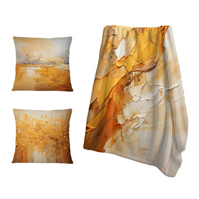 Amber Glow II - Abstract Landscapes Fleece Throw Blanket And Pillow Set