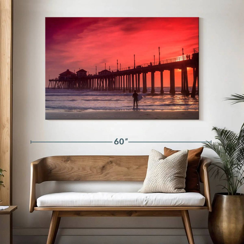 Coucher de soleil sur la plage Gillard Huntington, H 34 po x l 51 po