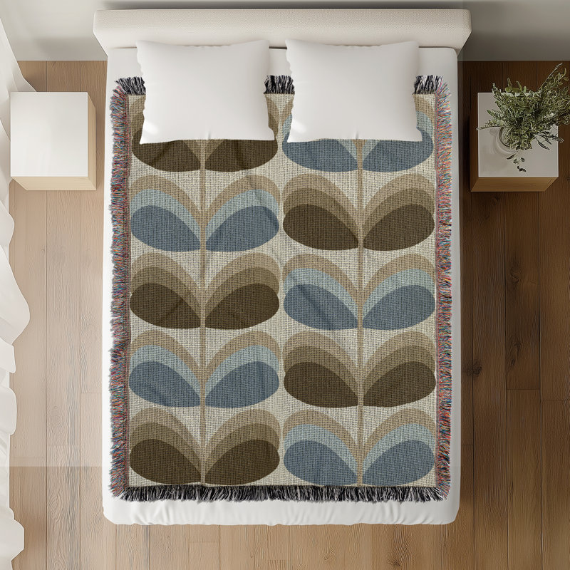 Jeté en mélange de coton rétro, Bleu, L 60 po x l 50 po