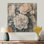 Pivoine monochrome givrée Bloom II - pivoines en bois, décoration murale - sur bois de pin naturel
