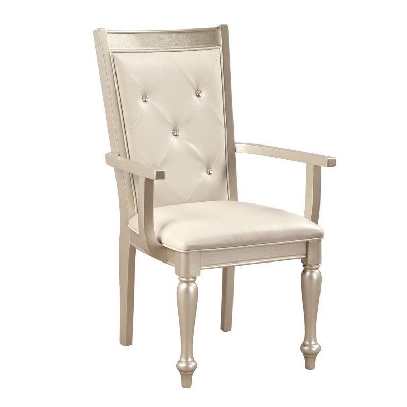 2 pièces de fauteuils argentés avec dossier en cristal et dossier de luxe traditionnel