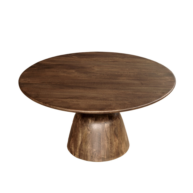 Transitional Solid Hand-made Mango Wood Round Coffee Table