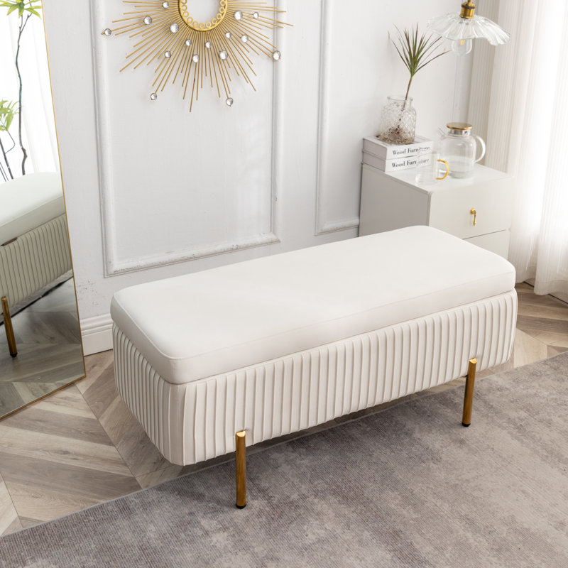 Banc de rangement rembourré en velours Miajah, null