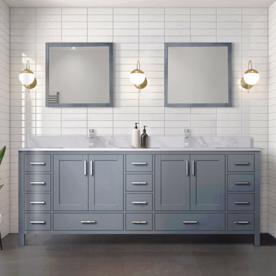 84" W X 22" D Double Basin Bathroom Vanity, Carrara Marble Top