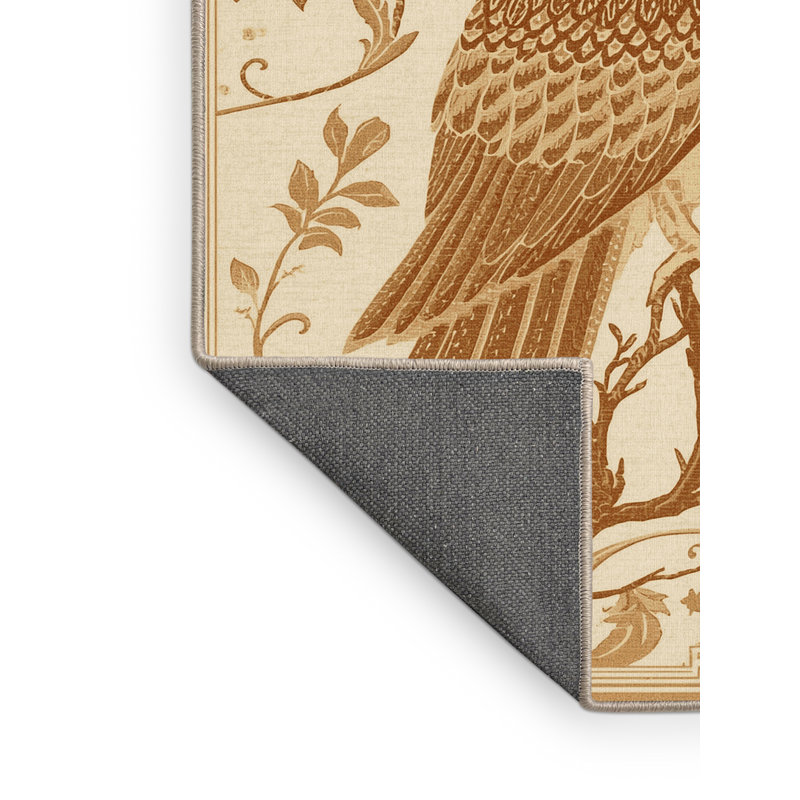Tapis à motif floral doux et moelleux à motif hibou classique symbole de la sagesse beige - Reliure beige, 8 x 12
