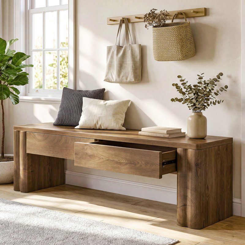 55" Entryway Bench with 2 Storage Drawers