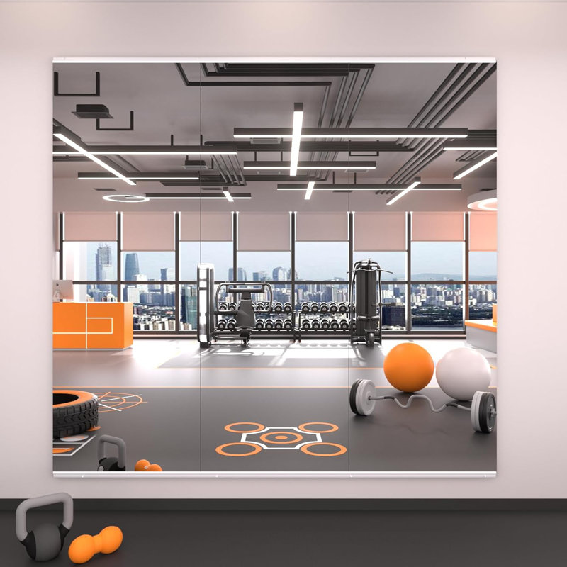 Full-Length Frameless Tempered Glass Yoga Mirrors with Mounting Kit for Home Gym, Yoga & Dance Studio, Set of 2/3, 67" x 24"