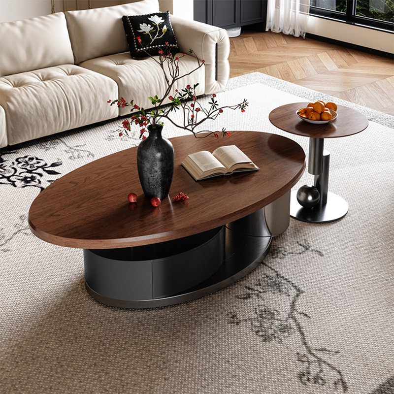 Light luxury oval coffee table living room, 16.5" H x 51.2" L x 27.6" W