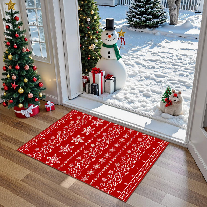 Krys Christmas Decorative Washable Area Rug With Non-Slip Backing, Rectangle 2' x 3'