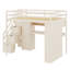 Structure de lit mezzanine avec garde-robe intégrée, bureau d'étude, tablettes de rangement-691665744