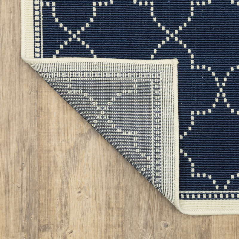Tapis intérieur / extérieur bleu marine Anastasaos, Tapis de couloir 2 pi 3 po x 7 pi 6 po
