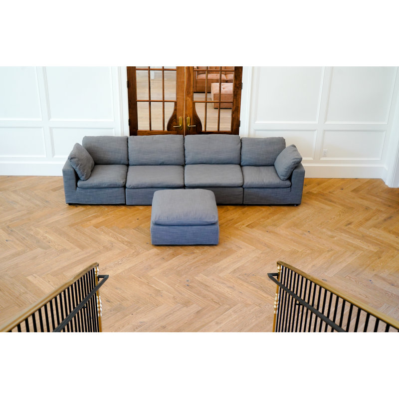 Canapé moderne modulaire à 4 places Harper, Gris, H 33,05 po x l 70,05 po x P 105,05 po