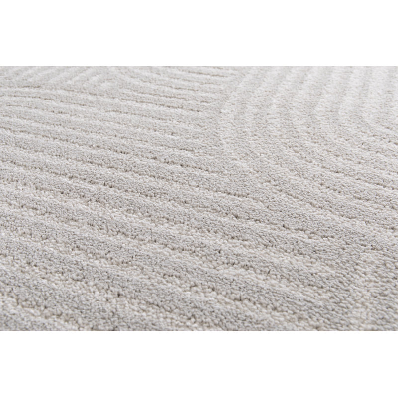 High-pile Geometric Grey and Beige Rug with Arches