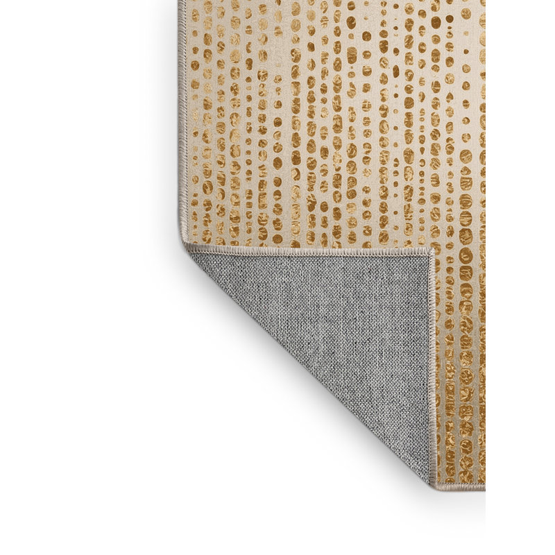 Tapis abstrait moderne et contemporain lavable à la machine Bleigh New Years - Beige, 8 x 10