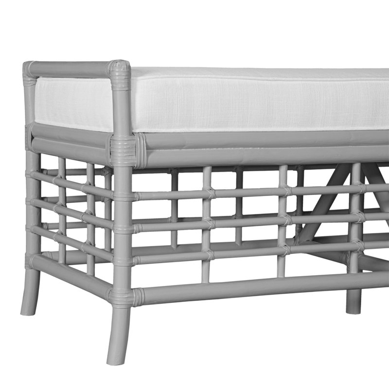 Luna Rattan Geometric Bench, Light Gray