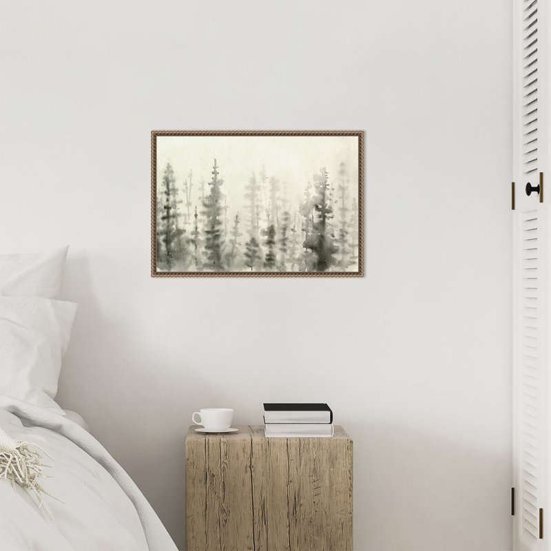 «Ink Pine Woods III» par Emma Caroline, reproduction d'art sur toile encadrée, H 16 po x l 23 po