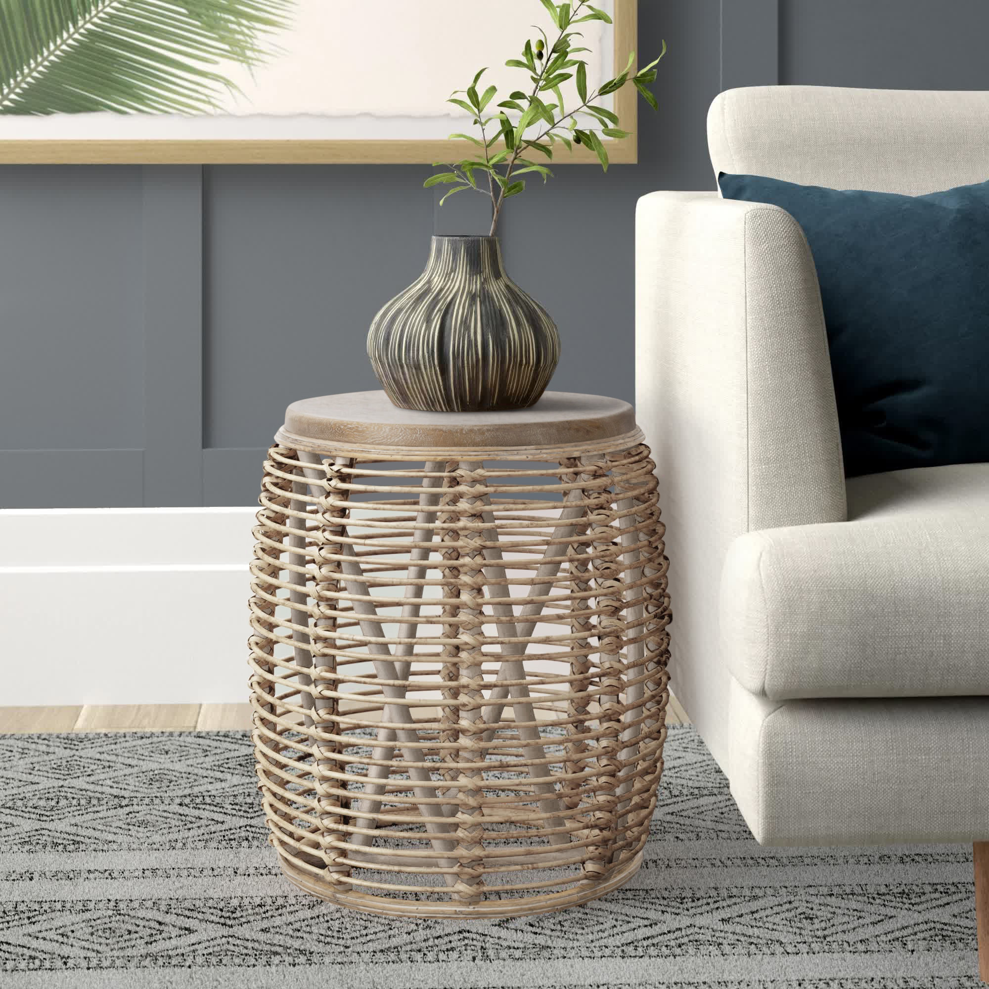 Shoshanna Solid Wood End Table, Natural/Gray White Wash