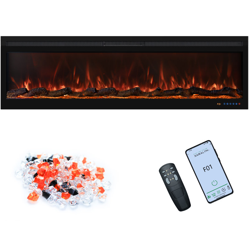 Electric Fireplace, 17.7" H x 60" W x 6.6" D